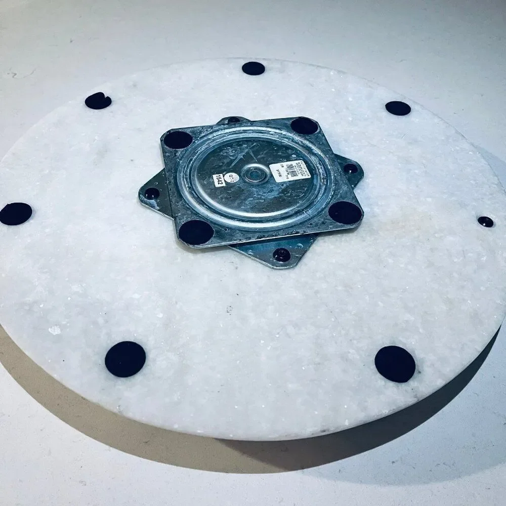 Pottery‎ Barn “Lazy Susan” Turntable Tray 18” Carrara Marble Cake Cheese Server